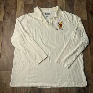 Vintage Disney Polo‎ Shirt Men's 2XL Beige Winnie The Pooh Long Sleeve 5179